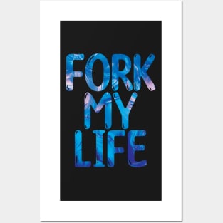 Fork My Life Blue Punny Statement Graphic Posters and Art